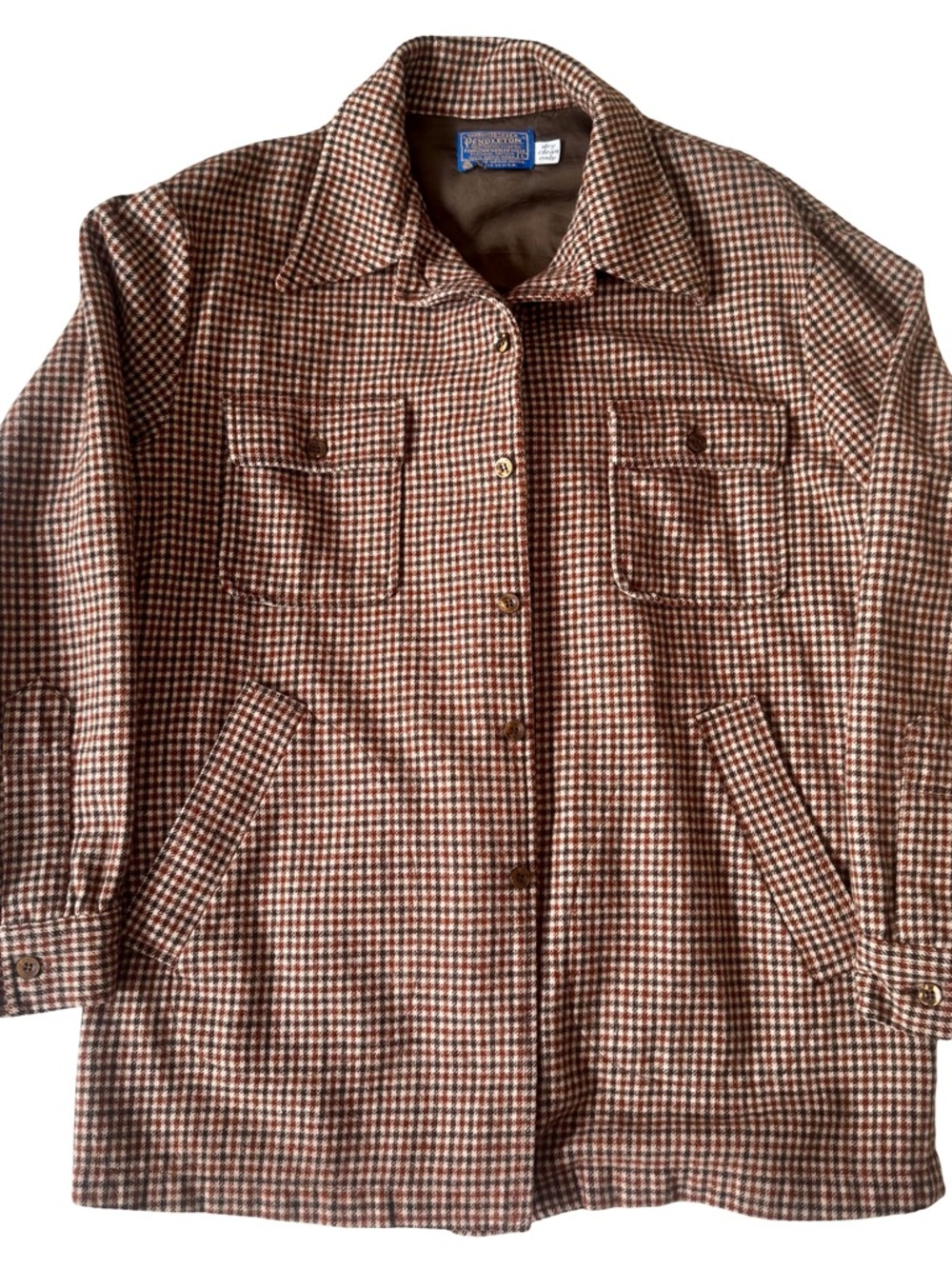 Vintage Pendleton 100% Wool Houndstooth Shirt Jacket